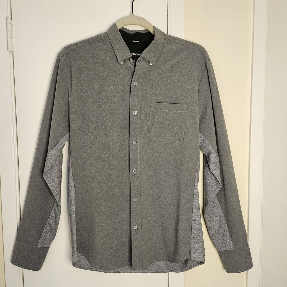 Betabrand Gray Casual Button Down Long Sleeve Shirt Size Small